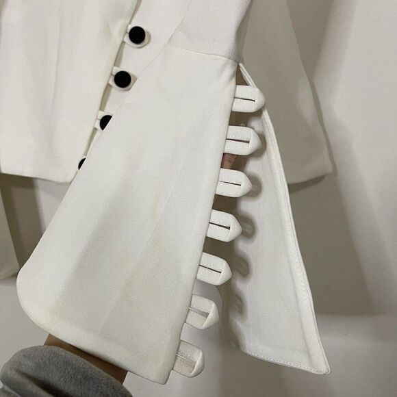 ALEXIS White asymmetrical button down bell sleeve blouse top size XS - Picture 4 of 10